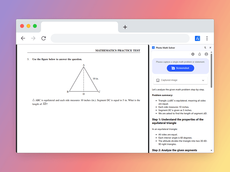 Photo Math Solver em ação
